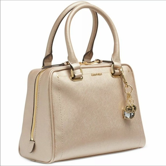 Calvin Klein | Marybelle Saffiano Leather Top Zip Satchel - Picture 1 of 6